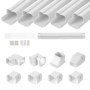 VEVOR Mini Split Line Set Cover 3-inch W 10Ft L,  PVC Decorative Pipe Line Cover For Air Conditioner with 5 Straight Ducts & Full Components Easy to Install, Paintable for Heat Pumps, White