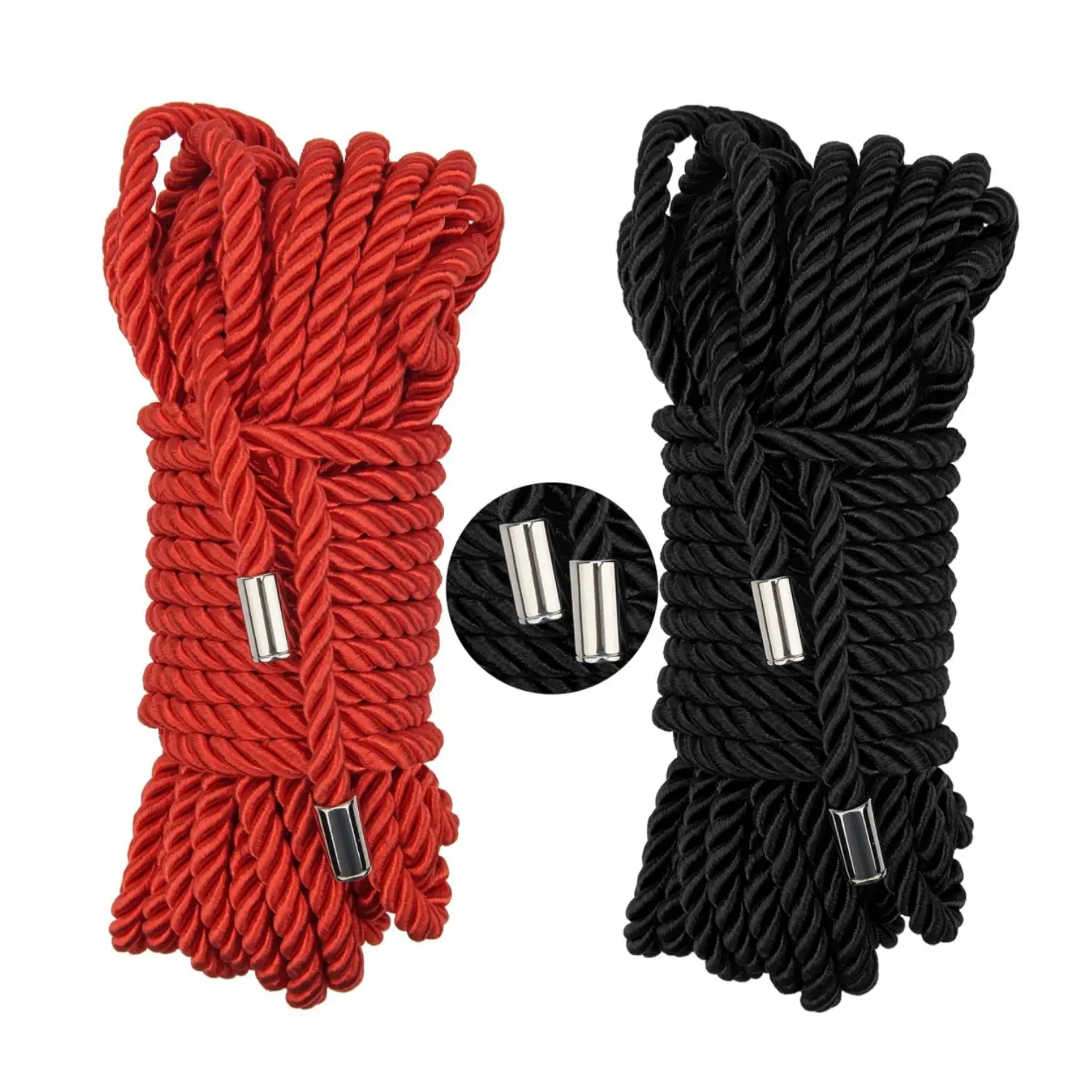 2Pcs Soft Silk Rope Japanese Ropes Kit, 32 Feet 8MM Twisted Satin Shiny Cord, Shibari Rope for Beginners & Experienced Riggers, Flexible for Simple and Complex Knots, Skin-Friendly Durable Craft Cord (Black & Red) - Home Improvement.