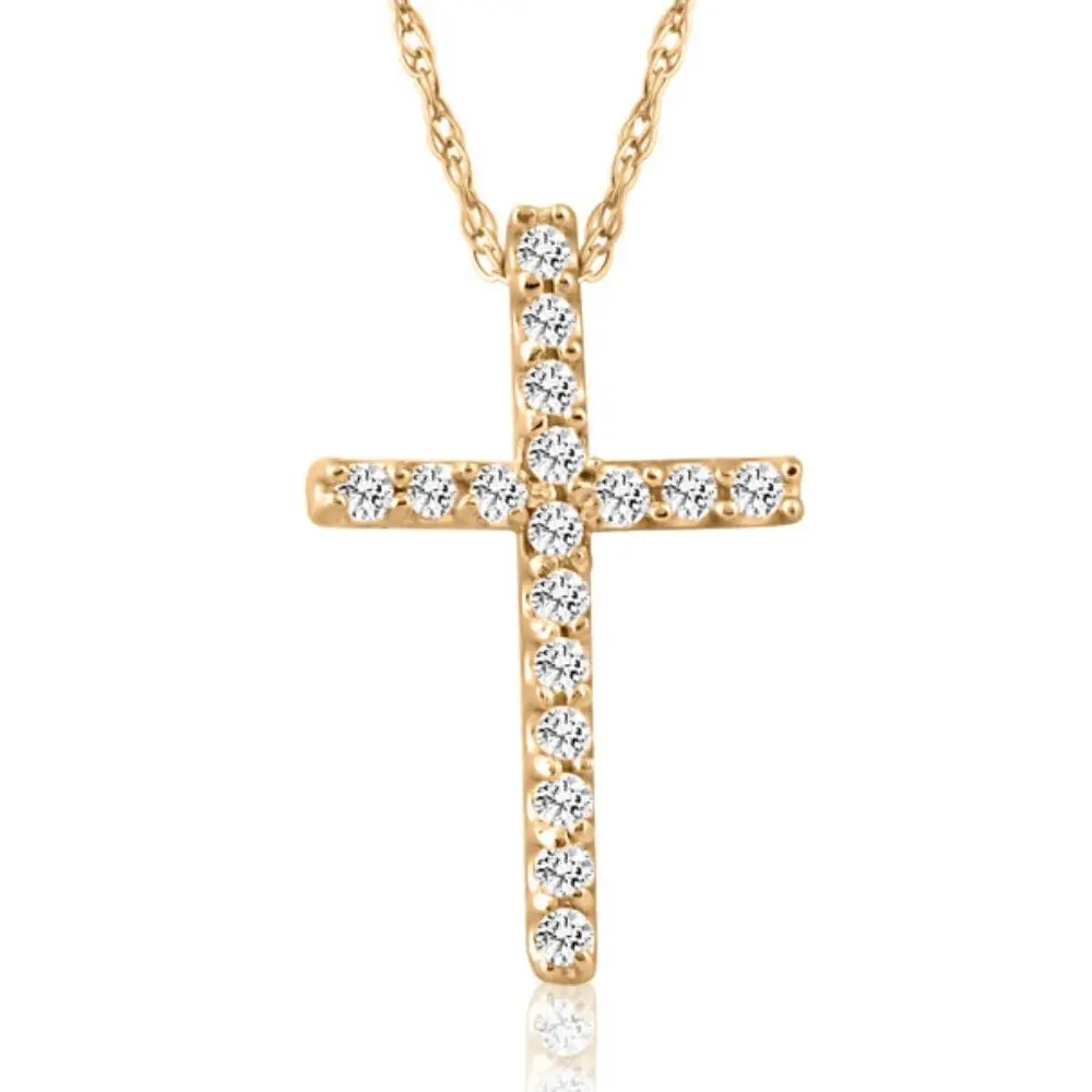 1/10ct Diamond Cross Pendant 10K Yellow Gold 1/10ct Diamond Cross Pendant 10K Yellow Gold