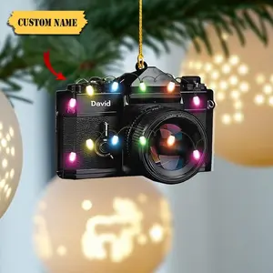 Personalized Camera Christmas Ornament Acrylic 2D Flat Christmas Ornament Camera Lover Gift For Camera,Christmas Ornament Camera Lover Gift