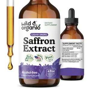 Wild & Organic's Saffron Drops - 88.5 mg Saffron Supplement for Mood, Brain, Vision Support - Crocus Sativus Liquid Extract - Vegan, Sugar & Alcohol-Free Tincture