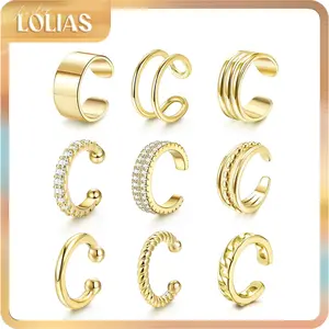 LOLIAS Non-Piercing 14 Karat Gold Plated Ear Cuffs, Dainty Adjustable Earrings, Lightweight Clip-On Cartilage Fake Earrings for Women, Ear Cuff for Everyone