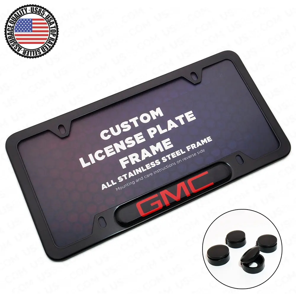 Black / Chrome Front or Rear Stainless Steel License Plate Frame Protect Cover Fit GMC Decorate Accessories Gifts