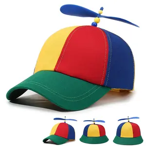 Bamboo Dragonfly Propeller Baseball Cap, Fashionable Color-Block Fisherman Hat, Adult and Children's Version, Parent-Child Outdoor Sun Protection Hat