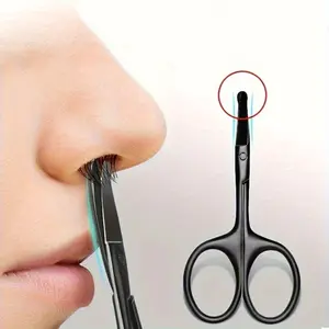 2pc Safety Round-Head Nose Hair Scissors - Professional facial hair trimming tool, easy to trim nose hair without pain or discomfort, suitable for both men and women, essential for hair care |     Ergonomic handle |     Durable scissors