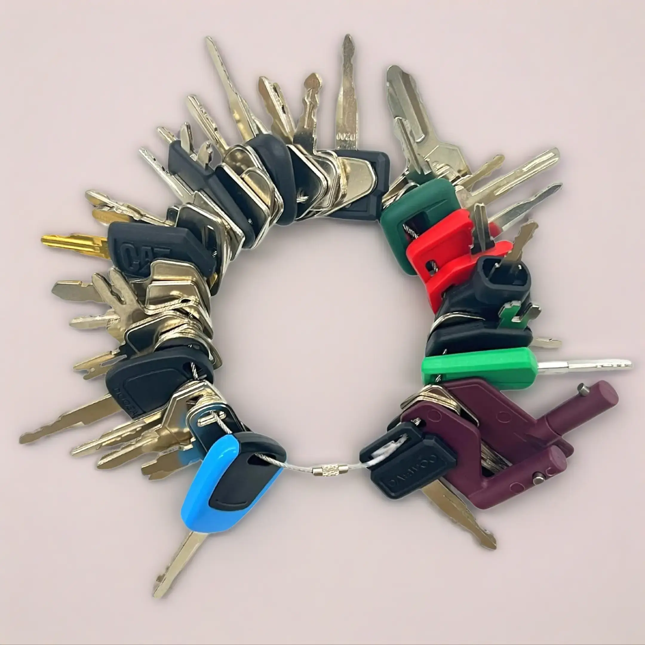 42-Piece Heavy Equipment Master Key Set - Ignition Keys for Machines, Construction Equipment Including Caterpillar, Bobcat, JD, Case, JLG, JCB, Volvo, Hyster, Ford, New Holland, Yanmar, Takeuchi, Kubota, Komatsu, Toyota, Hitachi