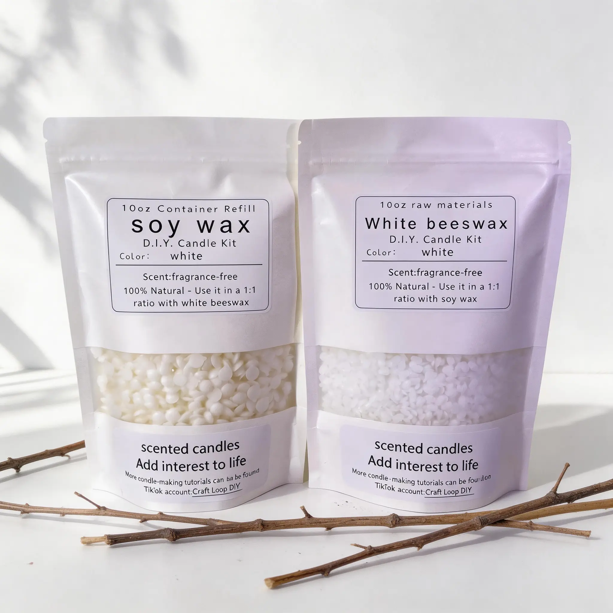 10oz Natural Soy & White Beeswax Candle Making Kit, Eco-Friendly Safe Handcrafted Supplies, Fragrance-Free Natural Waxes for DIY Crafting Aromatherapy Projects