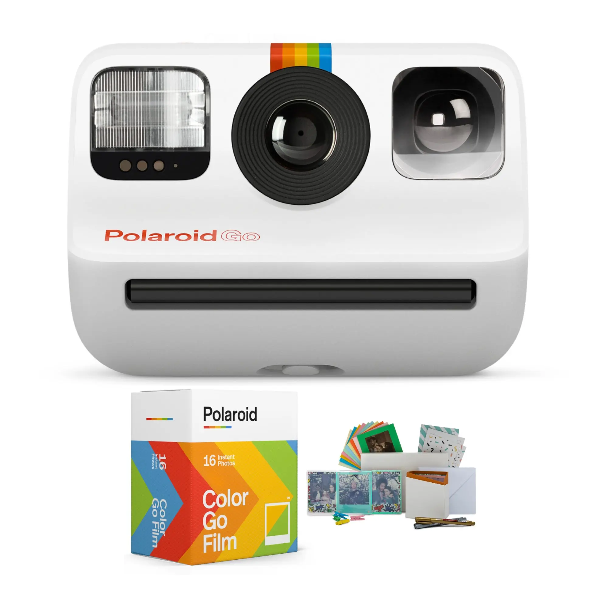 Polaroid Originals Go Instant Camera (White) - I-Type/600 Instant Cameras That Print Photos, Selfie-Friendly, Double Exposure, Film Packs, PhotoBox Kit, Party-Ready