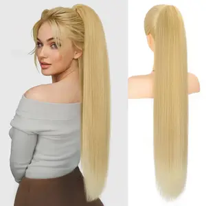 NOKOARI 30" Straight Claw Clip Ponytail Extension for Female, Natural Soft Heat-Resistant Synthetic Hairpiece for Outdoor Use