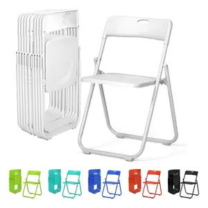 【Mother'sDaygift】Karlhome 4/6/10 Pcs Folding Chair, 300LBS Lightweight Foldable Plastic Chair, Reinforced Metal Frame Easy to Fold & Store for Indoor Six colors & Outdoor, Wedding, Party, Meeting Room, Patio and Garden, White