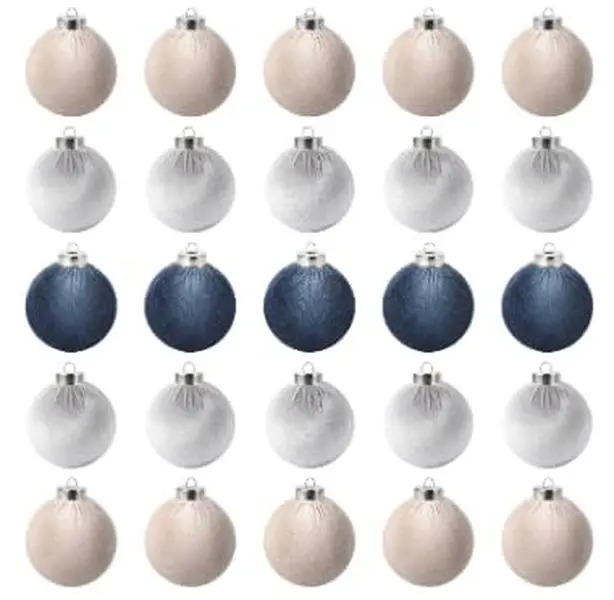 Shatterproof Soft Christmas Ball Ornaments - 25 Pack, 3.15 Inch Flocked Plastic Baubles - Classic Holiday Tree Decorations for Home, Party, Fireplace, Wedding - Blue Gray