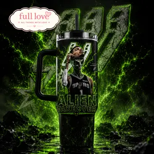 Victor Wembanyama 'The Alien' For Spurs Tumbler 20oz-40oz Stainless Steel, Double Wall Insulated, With Handle & Straw – Gift for Fans, Eco-Friendly