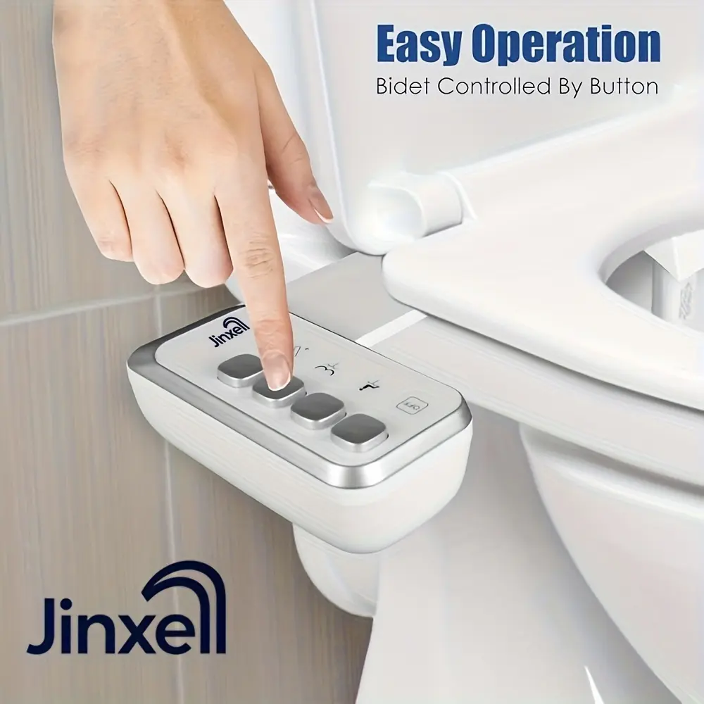 Jinxell Bidet Attachment for Toilet, Ultra-Slim Non-Electric Bidet for Toilet Seat, Fresh Cold Water Sprayer, Retractable Self-Cleaning Nozzle, Adjustable Water Pressure