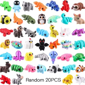 20pcs Mini 3D Printed Articulating Animal Figurines Set, Articulated Flexible Fidget Toys, Cute Desk Pets Decor, Party Favors, Classroom Rewards, Easter Basket Stuffers, Articulating Miniatures, Multi Jointed Collectible