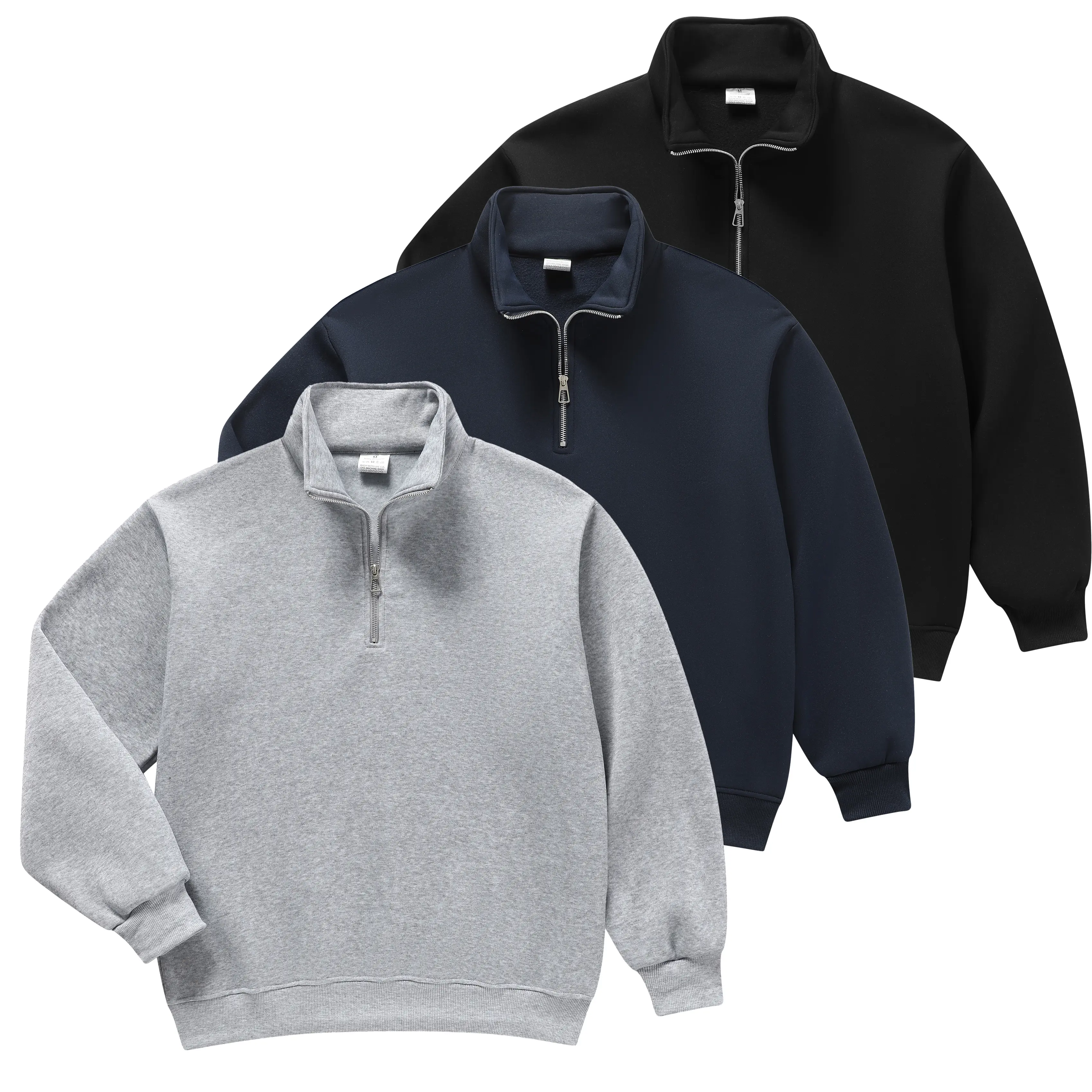 Men's Long Sleeve Loose-Fit Half-Zip Mock Neck Polyester Athletic Sweatshirt - Solid Color, , Soft, Warm, Comfortable, Versatile, Unisex, All-Seasons Polyester Clothes for Autumn Winter sport hoodie, Mens Clothing fall  quarter men boyfriend gifts festi