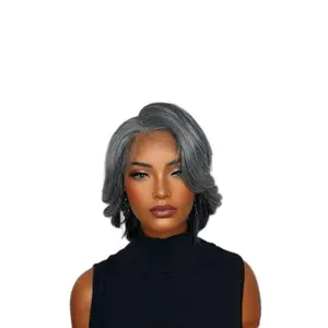 Davany | Silver Gray Layered Bob Lace Front Wig