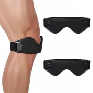 Sports & Outdoors2 Pack Silicone Patella Strap, Adjustable Patellar Tendon Support Strap, Knee Straps for Basketball, Sports, Black Knee Patellar Tendon Support Straps for Men Women