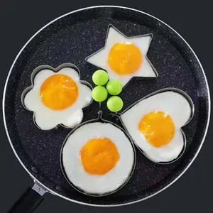 Stainless Steel Creative Omelet Egg Mold Set, 4pcs Including Heart, Flower, Star, Round Shaped Egg Mold, Kitchen Cooking Utensils, Kitchen Baking Utensils Supplies, Kitchen Accessories