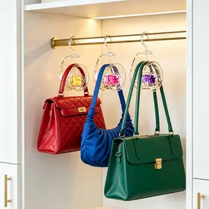 3-Pack Acrylic Scented Bag Hooks, 360° Rotatable Heavy Duty Purse Hangers for Closet & Wardrobe