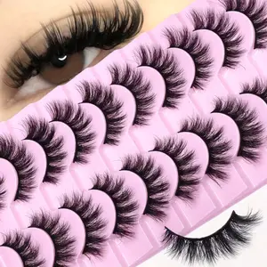 A Set of 10 Pairs of 3D Voluminous False Eyelashes Designed for a Dramatic Look, Featuring Messy And Thick Lashes, Makeup