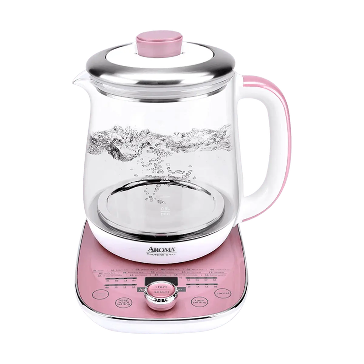 AROMA 1.5L Multi-functional Glass Health Pot - Rose Gold, Electric Kettle for Tea, Soup, Stew, Perfect Gift for Christmas, Valentine's Day, Mother's Day