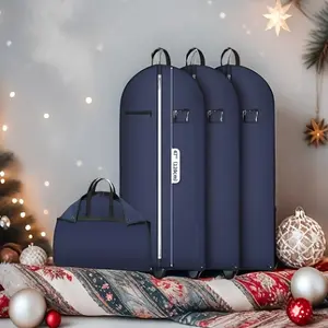 [1/3pcs Foldable Garment Bags With Pocket] 1/ 3pcs Travel Garment Bags For Hanging Clothes, Suit Bags For Closet Storage, Foldable With Pocket And Clear Window, Garment Covers With Zipper For Coats, Jackets, Shirts, Long Dresses