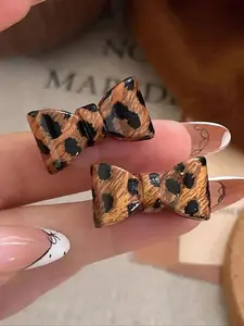 Women's Leopard Print Acrylic Butterfly Earrings, Stud Earring Jewelry, Fashionable Earrings, Bold Statement Fashion Jewelry, Trendy Chic Design for Stylish