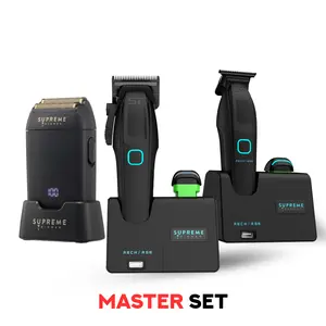 Supreme Trimmer 3-in-1 Master Set - Cordless Barber Haircut Kit with Recharge Clipper & Trimmer for Precision Haircuts Brush