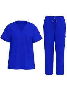 Clinic Nurse Work Clothes Male Doctor Work Uniform Short Sleeve Trousers Suit Nursing Home V-neck Loose Doctor Clothing