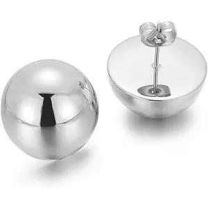 Gold Silver Half Ball Stud Earrings High Polished Round Earrings Trendy Jewelry for Women 20mm/18MM/16MM/12MM Balls
