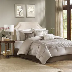 Madison Park  Trinity 7 Piece Comforter Set, Taupe - Queen