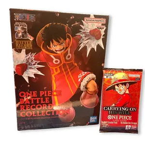 One Piece Battle Record Collection Monkey.D.Luffy figure (1) + OP13 Carrying On His Will Booster Pack (1) Bundle - Qty 1
