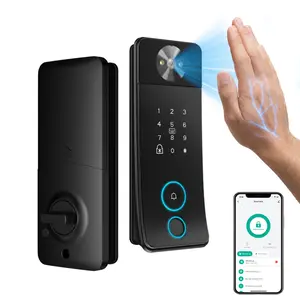 Smart Palm Vein Fingerprint Face Recognition Door Lock Motion Detection IP53 Waterproof 2K 180 Degree Security Camera Video Doorbell Keyless Entry App Control for Front Door Office
