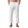 Coofandy Men's Plain Hawaiian Cotton-Linen-Rayon Pants, Elastic Waist Lightweight Relaxed Fit Cropped Men's Clothing Bottoms, Pull-On with Slanted Pockets Belt Loops Soft Breathable Fabric for Outdoors Yoga
