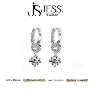 1ct Round Real Synthetic Moissanite Earrings S925 Sterling Silver Two Wearing Styles Elegant Daily Wear