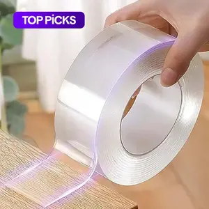 Double Sided Nano Tape, 1 Roll Transparent No Trace Reusable Waterproof Strong Adhesion Adhesive Tape, Multifunctional Adhesive Tape for Home & Office