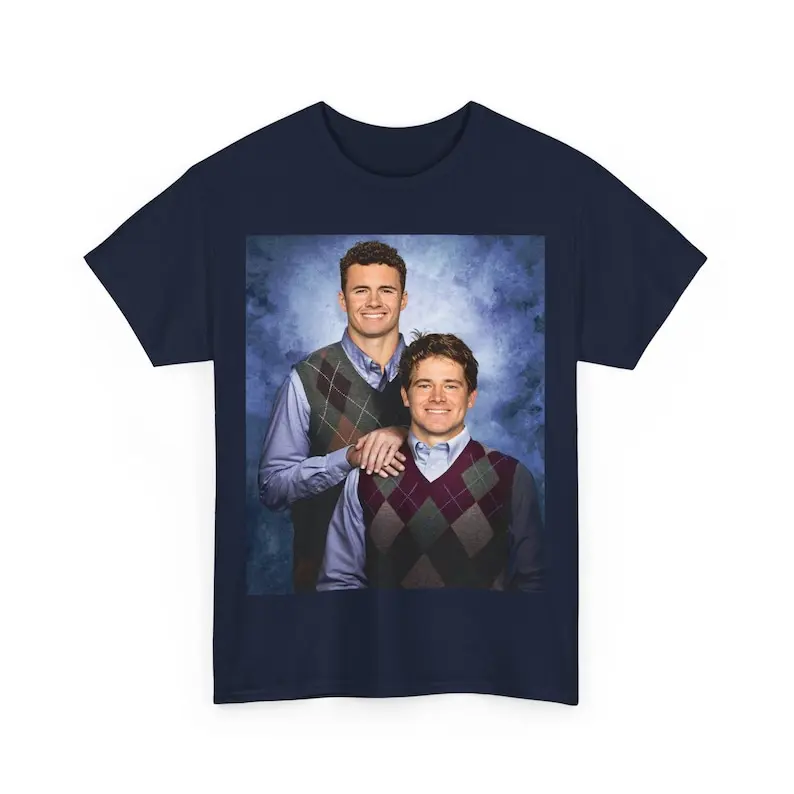 Unisex Justin Herbert & McConkey Step Brothers Parody Graphic T-Shirt - 100% Cotton, Classic Fit, Short-Sleeve, True Size Run, Standard Sizes, 3XL, M, Chinese New Year, Preppy Style, All Seasons, White Menswear Basic