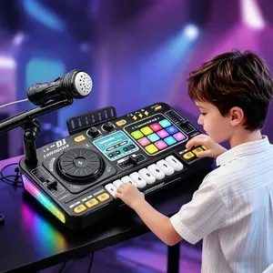 US Recommended Kids DJ Mixer Toy, Multifunctional Musical Instrument with Electronic Piano & Adjustable DJ Controller, Fun Party Play Set for Boys Girls Adults, Great Birthday Gift Toy, Home EntertainmentToy for Kids