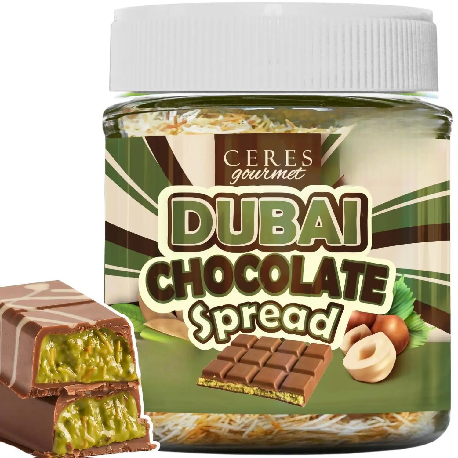 Dubai Chocolate Spread – 6.3 oz Jar with Pistachio, Kataifi & Gourmet Dubai Chocolate Filling for Pancakes, Breakfast, Snacks, and Desserts