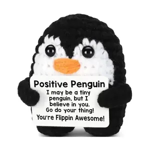 Positive Penguin Handmade Crochet Plush | "You're Flippin' Awesome" Inspirational Gift | Cute Desk Buddy for Encouragement | Unique Motivational Present for Friends & Students