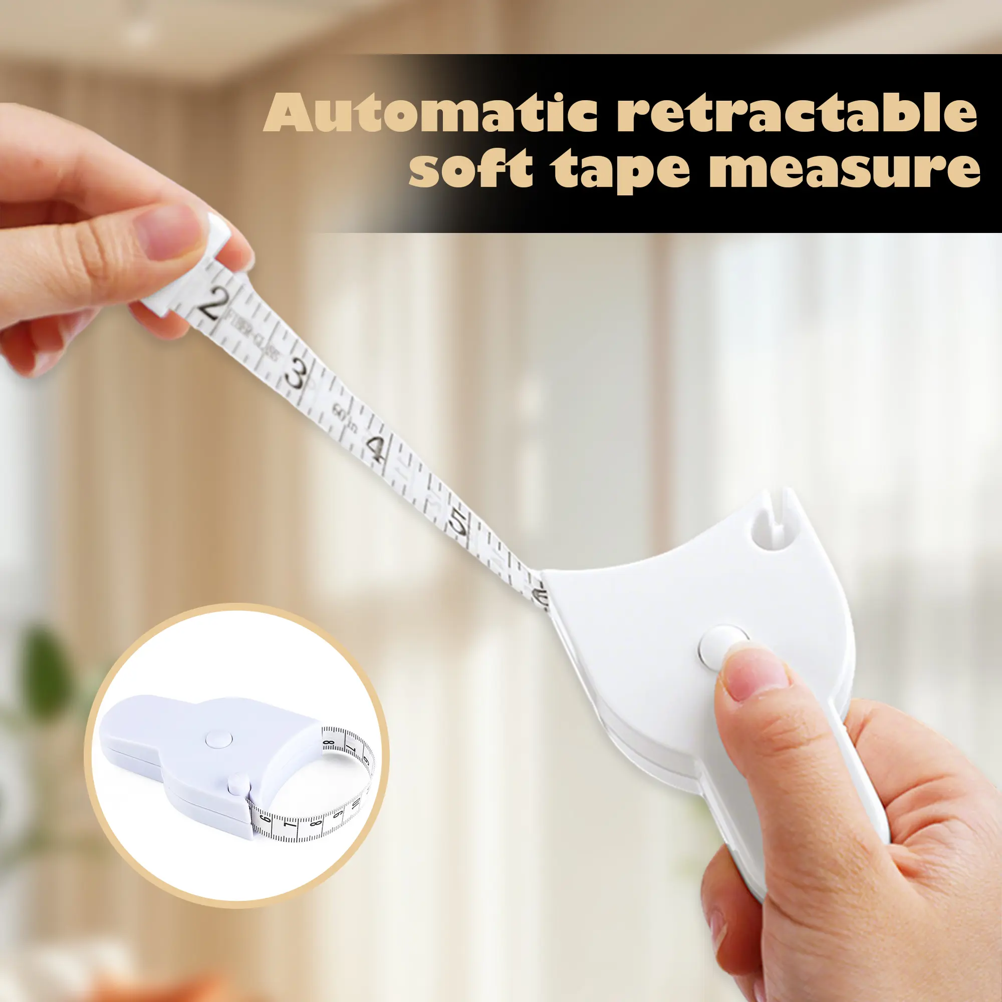 60-Inch Auto-Lock Retractable Measuring Tape - Portable, Durable Unisex Tool with Automatic Retractable Design, Home Supplies Festive Party Gift