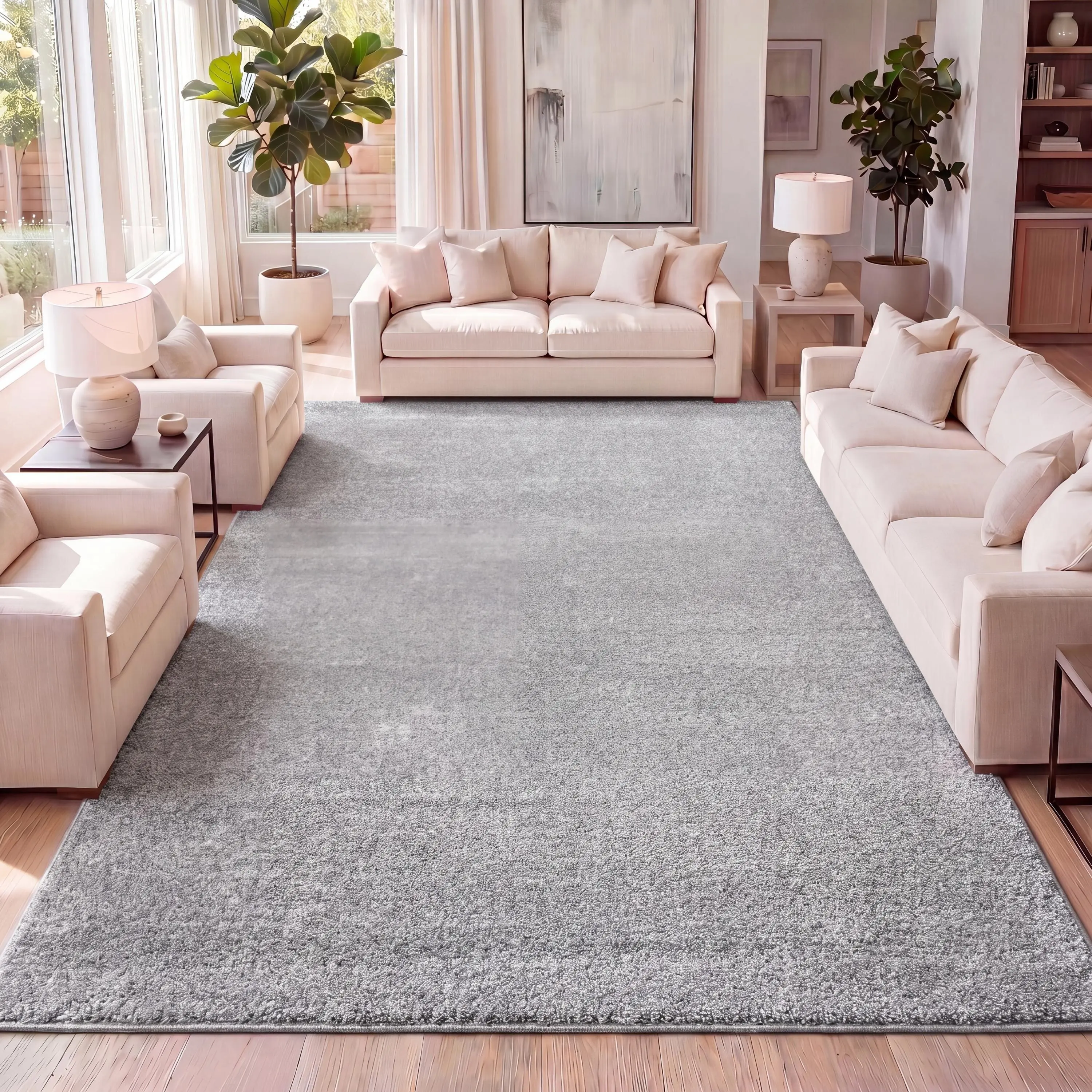 JONATHAN Y Haze Solid Low-Pile Contemporary Indoor Light Gray Area Rug - for Living Room, Bedroom, Office, Contemporary Rugs, Indoor Area Rugs