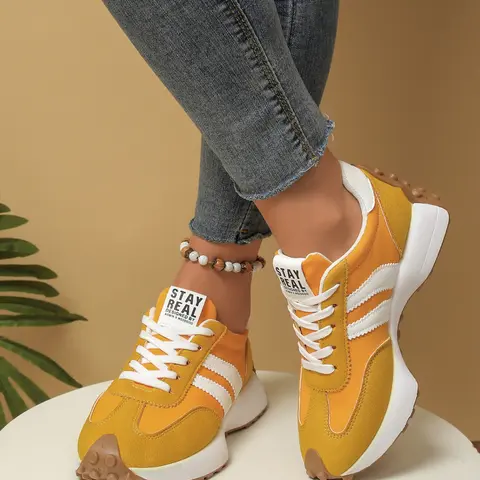Women's Comfortable Lace-Up Sports Shoes, Lightweight Multi-Functional Casual Shoes, Everyday Casual Sneakers, All-Season Wear, Anti-Slip Rubber Sole