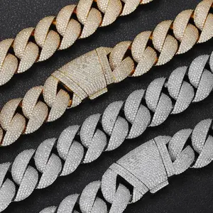European & American Cross-Border 24 mm Bubble Cuban Link Chain Zircon Necklace Wholesale Fashion Brand Personality Men’s Ornament Hip Hop Bracelet
