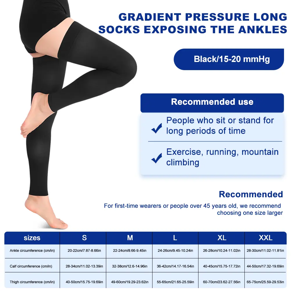 Cofcare Summer Thin Thigh High Compression Socks 20-30mmHg, Breathable Lightweight Leg Support Stockings, Leg Shaping Compression Hosiery for All-Day Sitting & Long Hour Standing Office Workers Nurses Travel Use