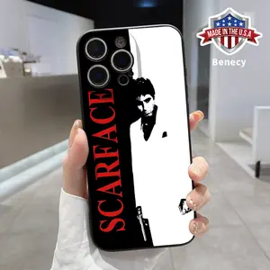 Phone Case for iPhone 16 15 14 Pro Max 13 12 11 XR XS Plus E Gangster Character Portrait Pattern Liquid Silicone Full Lens Protector Pocket-Friendly Softcase Gift