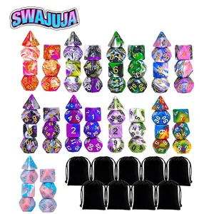 63-Piece Sugar-Coated Colorful Polyhedral Dice Set with Storage Bag, Perfect for D&d, Dnd, Rpg, Dungeons & Dragons tabletop games