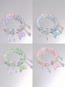 ICED CHICS Four Mermaid Bracelet Set, fresh and sweet style, colorful transparent bracelets, elastic rope design, high cost performance, suitable for all sizes, gift
