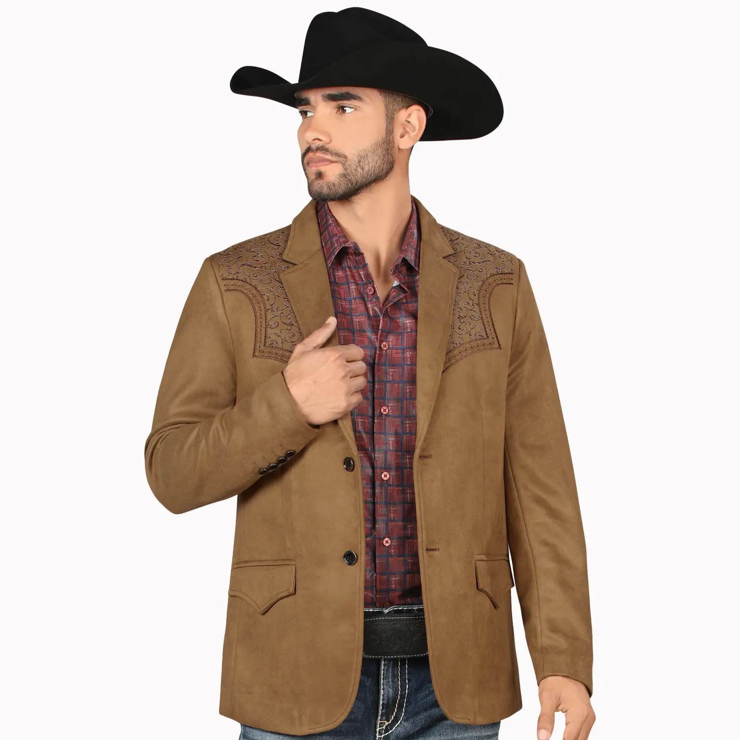 MONTERO Men's Suede Embroidery Blazer MT2182 Slim Fit Stylish and Fitted