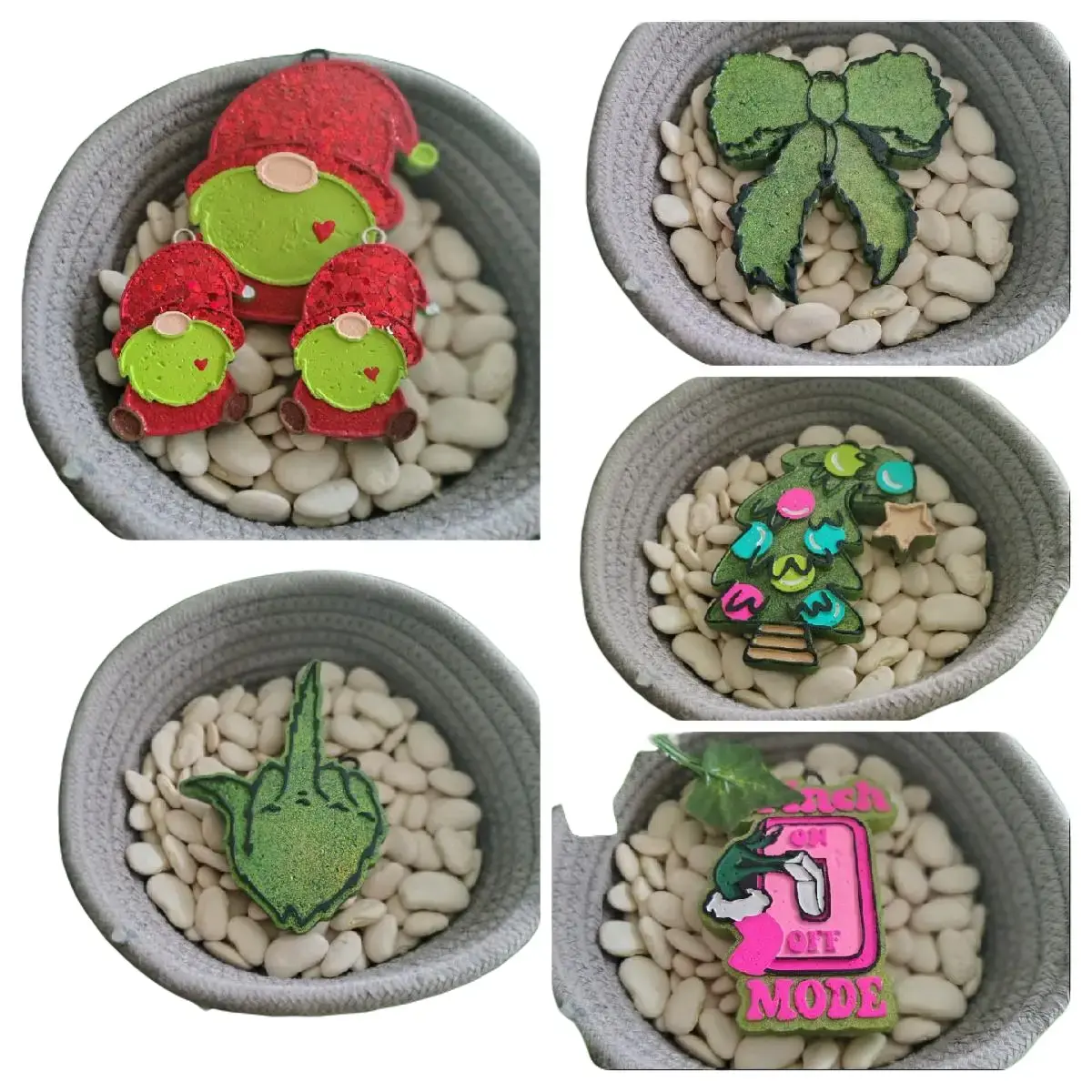 Mean Green Bow Gnome Car Fragrance, Handmade Fruity-Scented Aroma Bead Freshie with 10" Hanging String, Holiday Hanging Decor, Winter Christmas Diffuser, Fragrant Interior Accessory